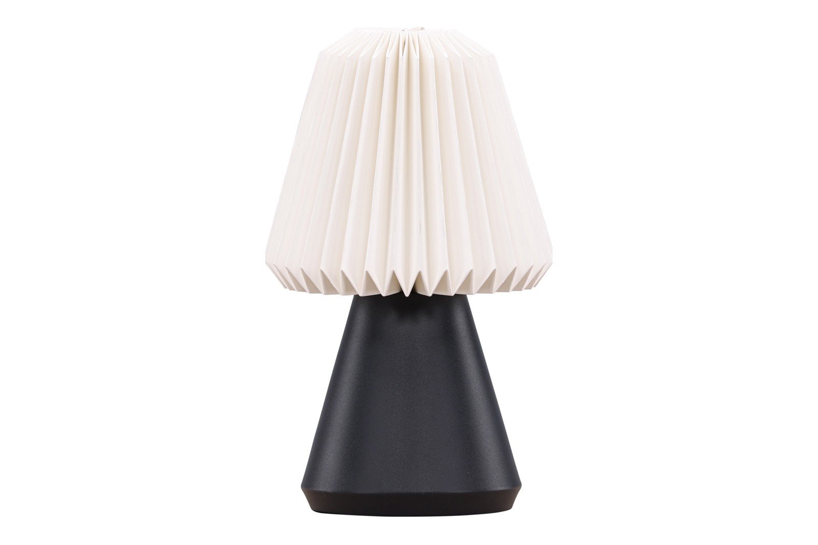 Fjallen bordlampe Sort fot, hvit skjerm