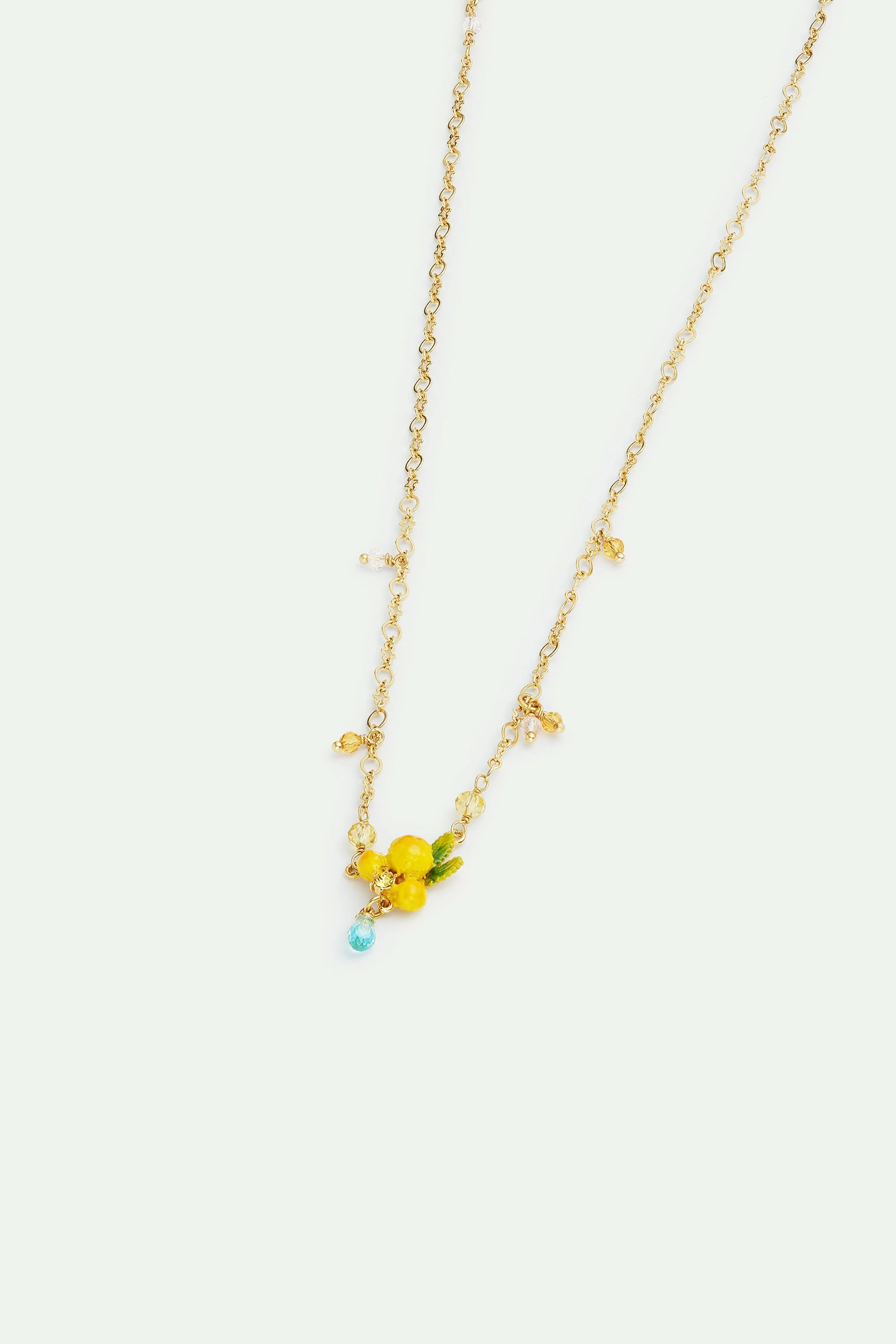 Collier pendentif fleur de mimosa et petites perles | Jaune