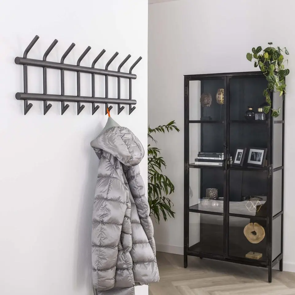 Hoyz - Kapstok Industrieel met 19 Haken - Grijs - Wandkapstok 90cm Breed