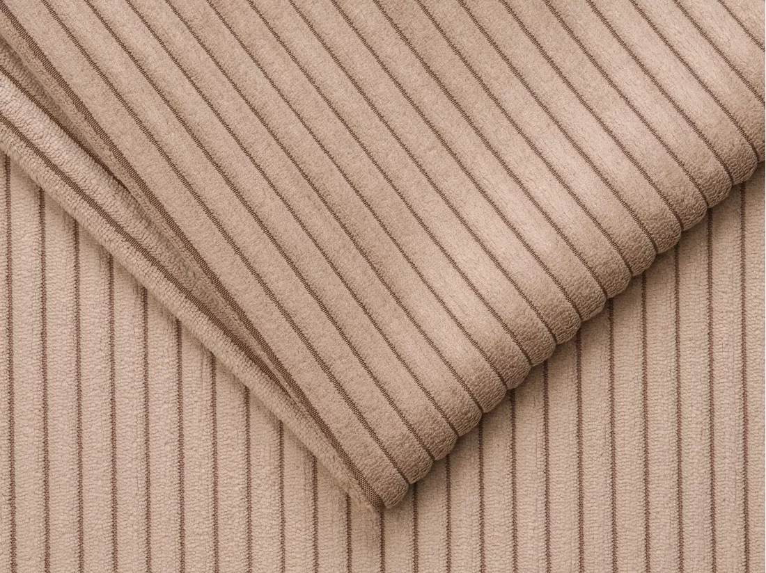 Canapé 3 places convertible express en velours côtelé taupe - Couchage 140 cm - Matelas 18 cm LORETO
