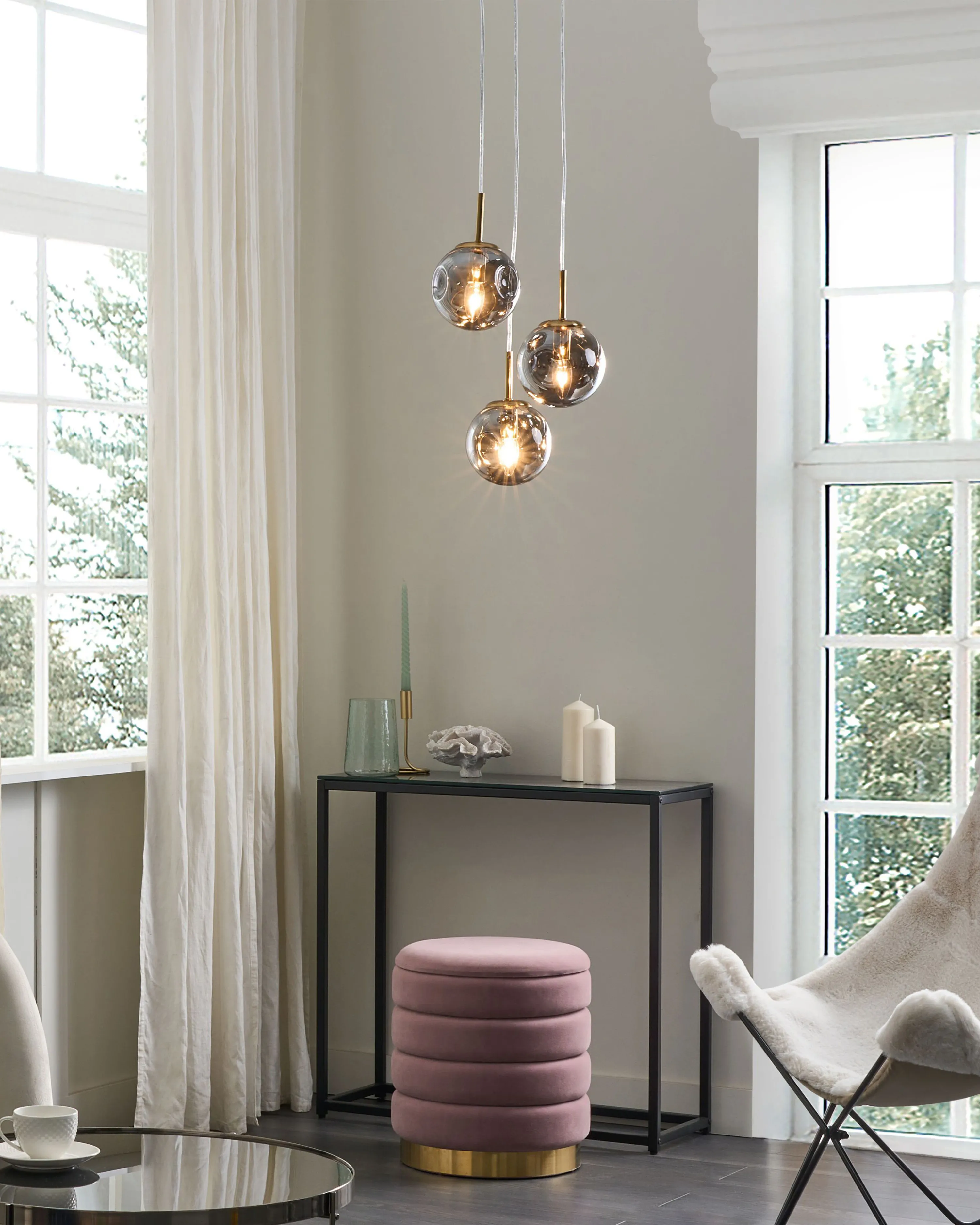 Hanglamp RALFES Glas Messing