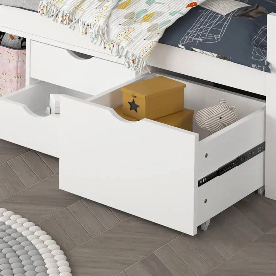 HOME DELUXE COSMOS kinderbed met lades en matras - 90 x 200 cm wit