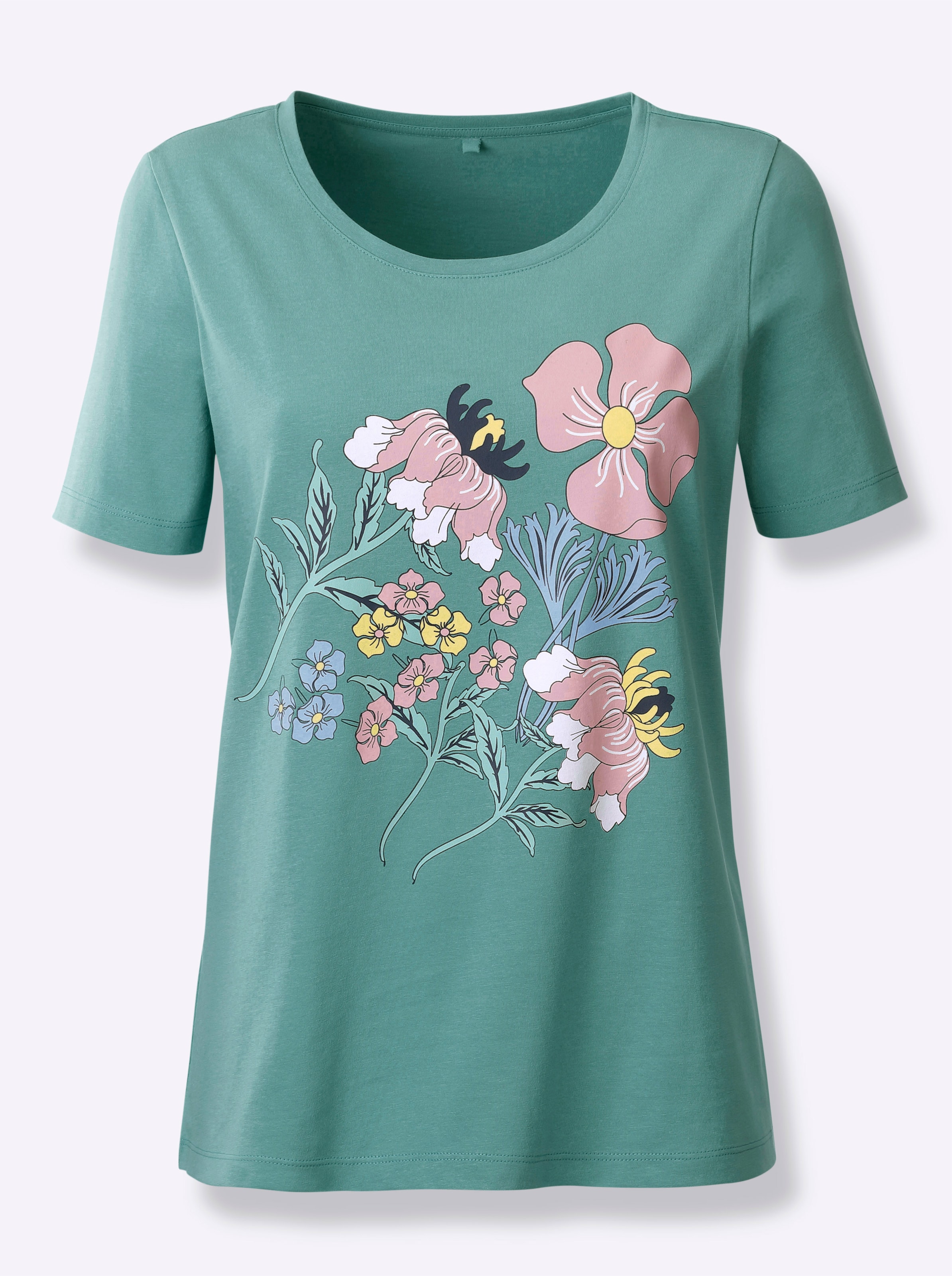 Kurzarmshirt in salbei-bedruckt
