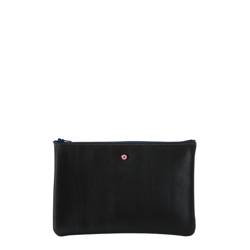Pochette Camille en cuir UpCyclé 21 cm Noir c'est Noir