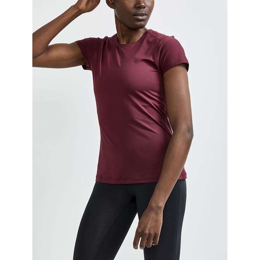 Craft ADV Essence Hardloopshirt Korte Mouwen Donkerrood Dames
