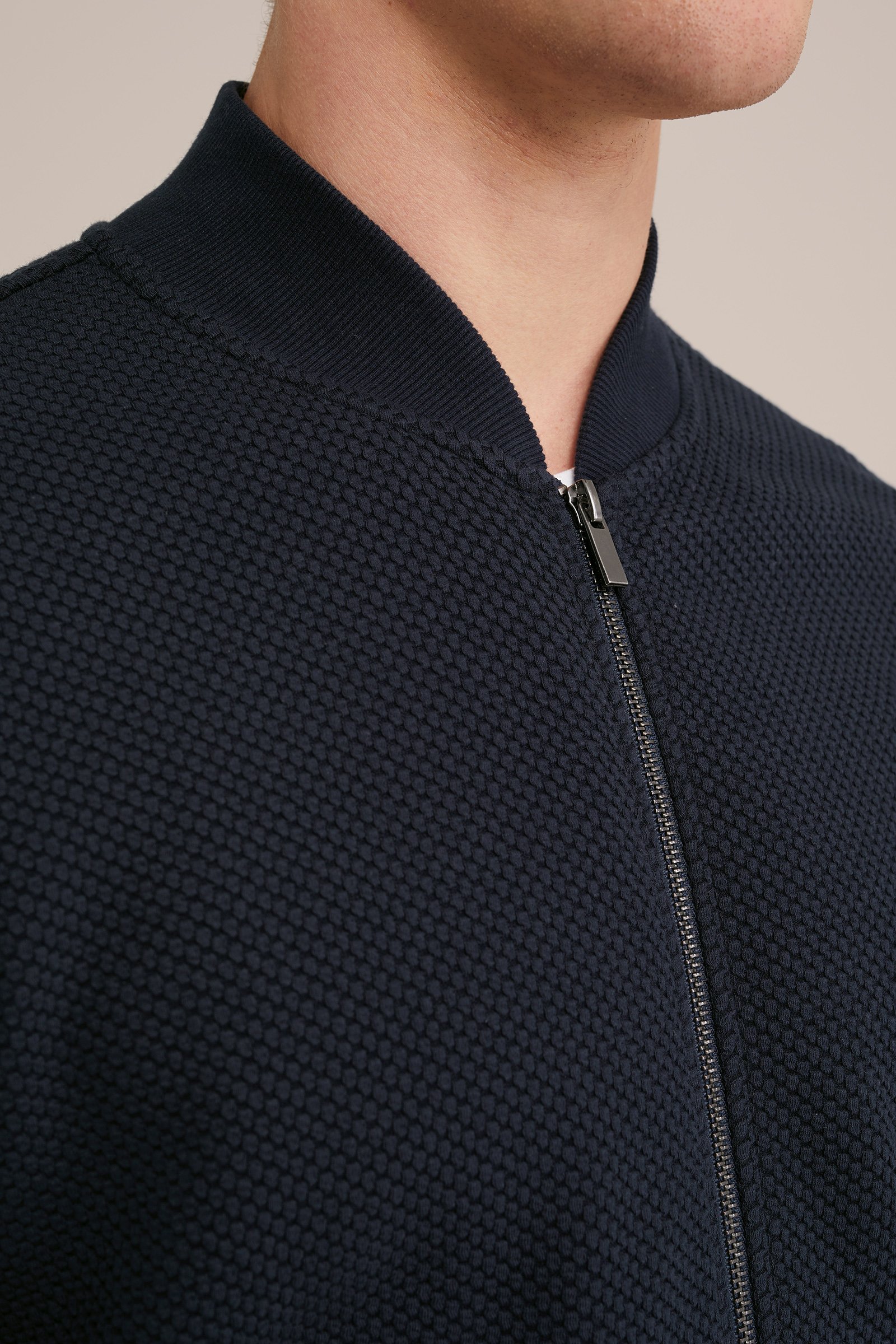 bombervest met structuur WE Fashion Donkerblauw