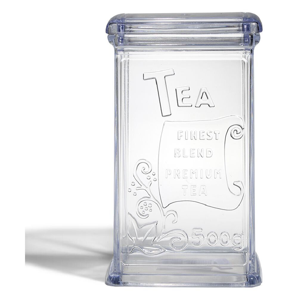 Boîte à thé 500g en plastique transparent 11,5x9xH19cm