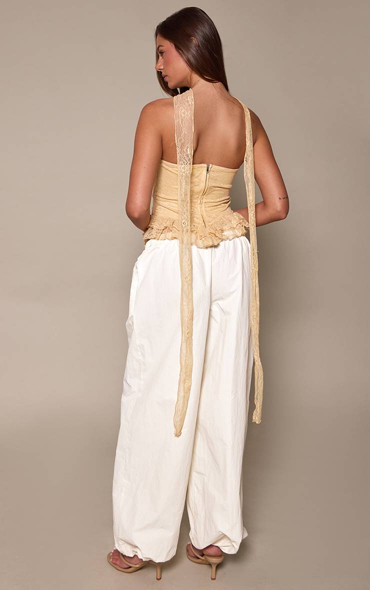 Jaune Corset À Détail Foulard En Dentelle Texturée Jaune Beurre