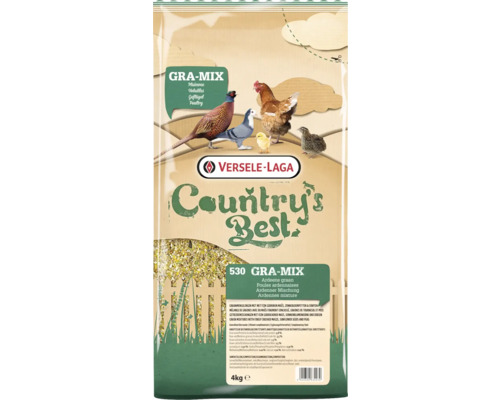 Pluimveevoer VERSELE-LAGA Country's Best GRA-MIX Ardennenmix 4kg met fijn gebroken maïs, zonnebloempitten en erwten voor legkippen, vleeskuikens, eenden, ganzen, duiven en ander pluimvee