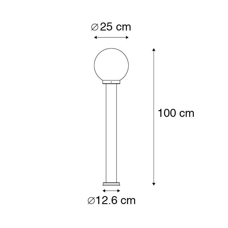 Moderne buitenlamp paal staal RVS 100 cm - Sfera
