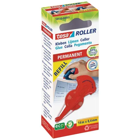 tesa Nachfüllkassette für Kleberoller permanent ecoLogo, 14m:8,4mm