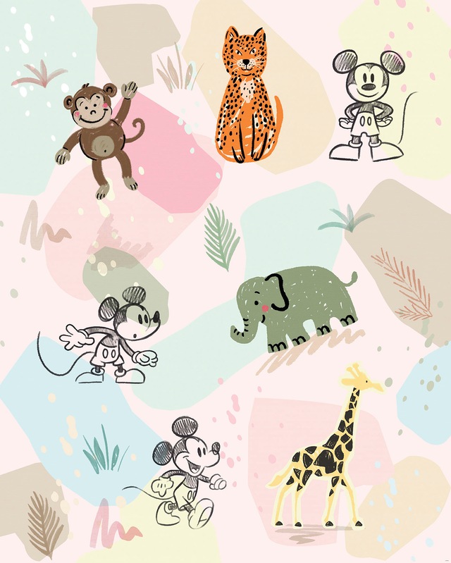 Komar Fototapete »Digitaldruck Vlies -  Mickey Safari - Grösse 200 x 250 cm« bedruckt glatt Kinderzimmer