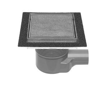 Easy Drain Aqua Plus Quattro Tegel vloerput m. RVS afwerkdeel/RVS betegelbaar rooster en zijuitlaat 15x15cm inbouwdiepte 75-111mm m. waterslot 50 tot 25mm