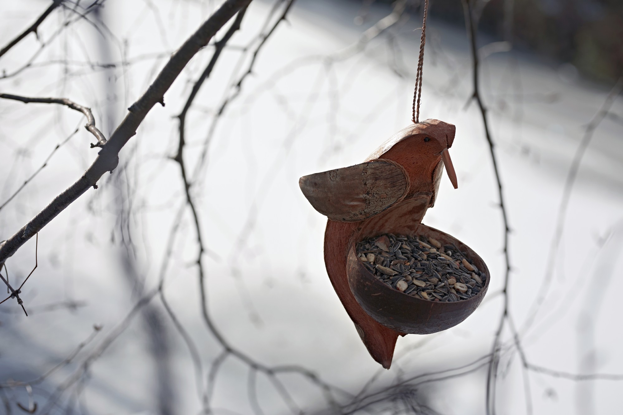 Vogelfutterschale, aus Kokosnuss geschnitzt, H 22 cm, Ø 16 cm günstig bestellen