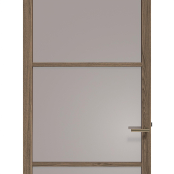 Arne & Bodil binnendeur ABE101 brons glas - donker eiken houtlook afwerking