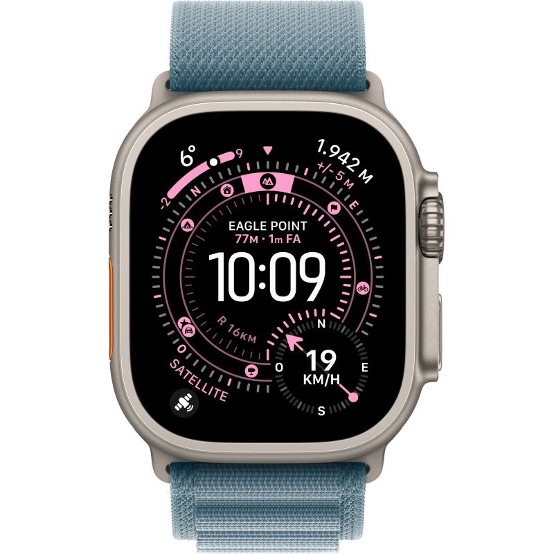 Apple Watch Ultra 3 OLED 49 mm Numérique 422 x 514 pixels Écran tactile 5G Titane Wifi GPS (satellite)