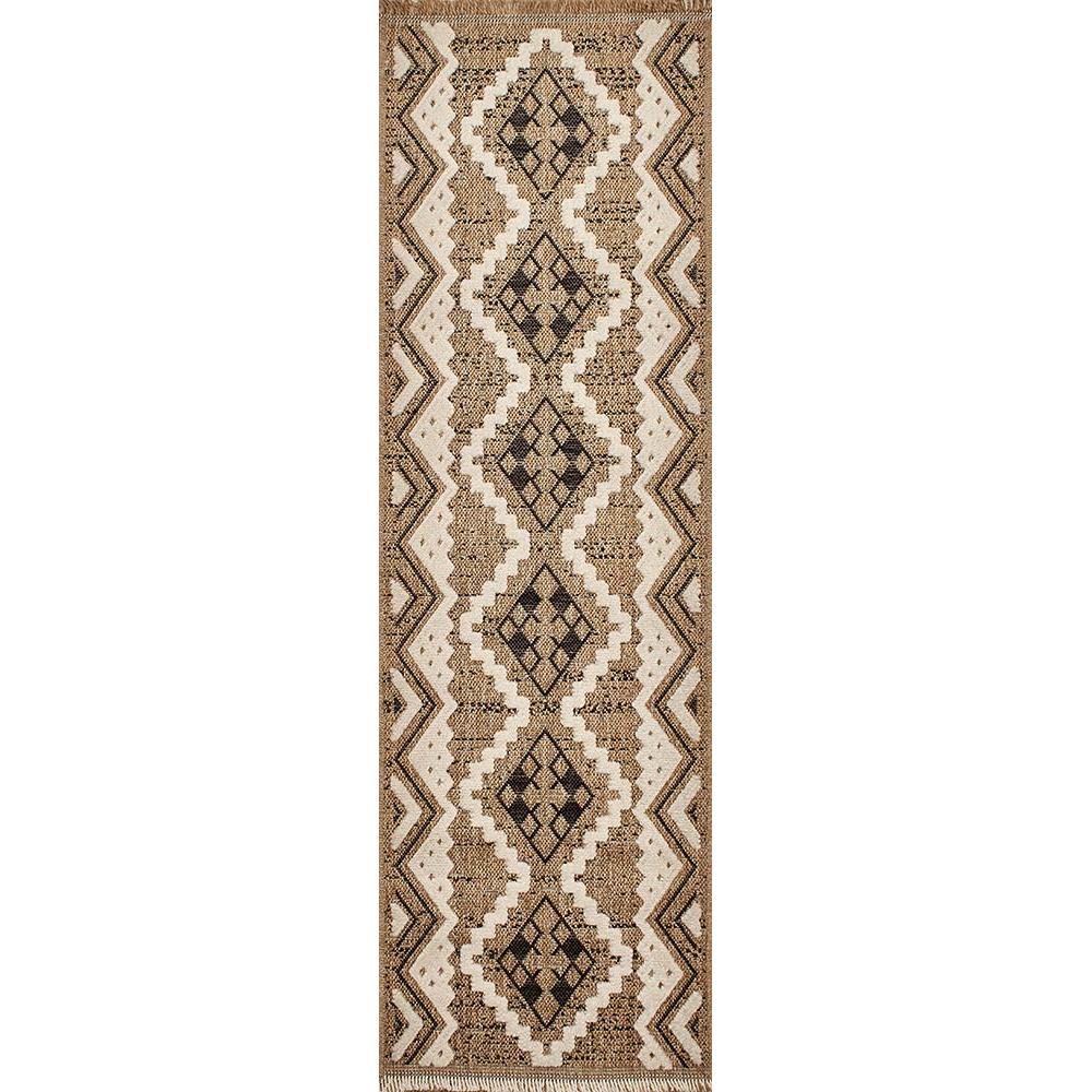 Tapis intérieur extérieur aspect jute noire tulum 9055 180 x 67 cm