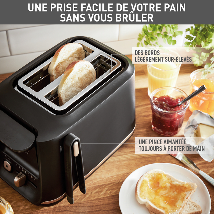 Grille-pain  Includeo 2 fentes extra-larges, utilisation facile