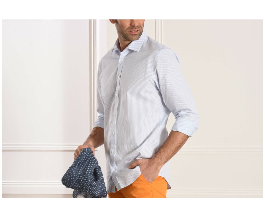 Chemise rayée blanc et bleu clair - MELCHIOR
