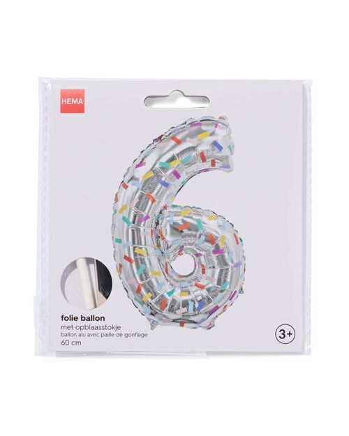 ballon alu chiffre 6 confetti XL