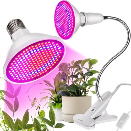 Kraftig plantelampe med klips | Plantebelysning for urter, blomster | 200 LED-dioder