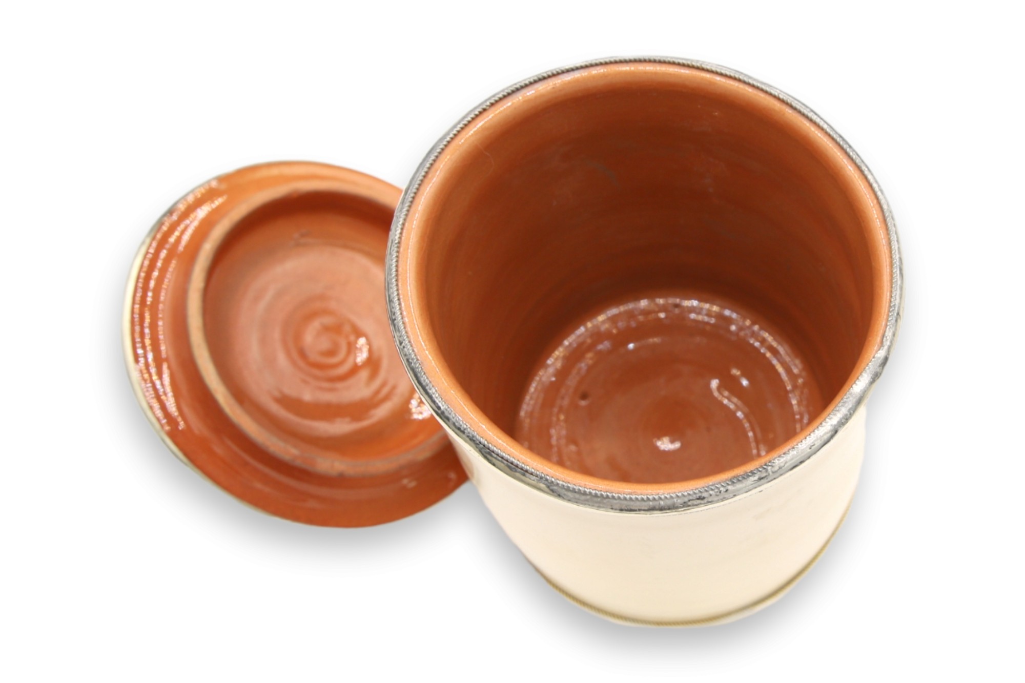Zierbehälter mit Metallverzierung, creme, Ø 10 cm, H 19 cm von fischer's lagerhaus