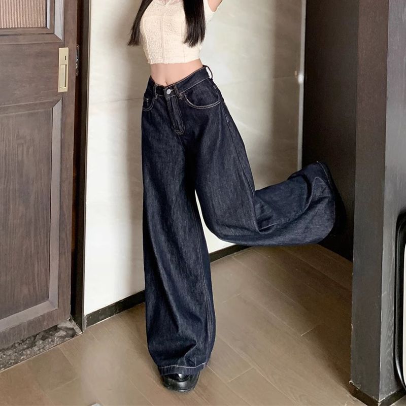 Horrysonie - Mid Rise Wide Leg Jeans