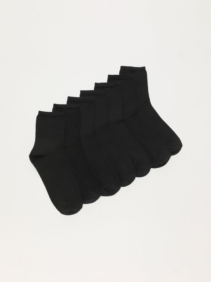 Pacote com 7 pares de meias compridas básicas - Pretas