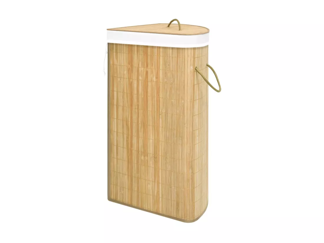 Panier à linge d'angle Bambou 60 L
