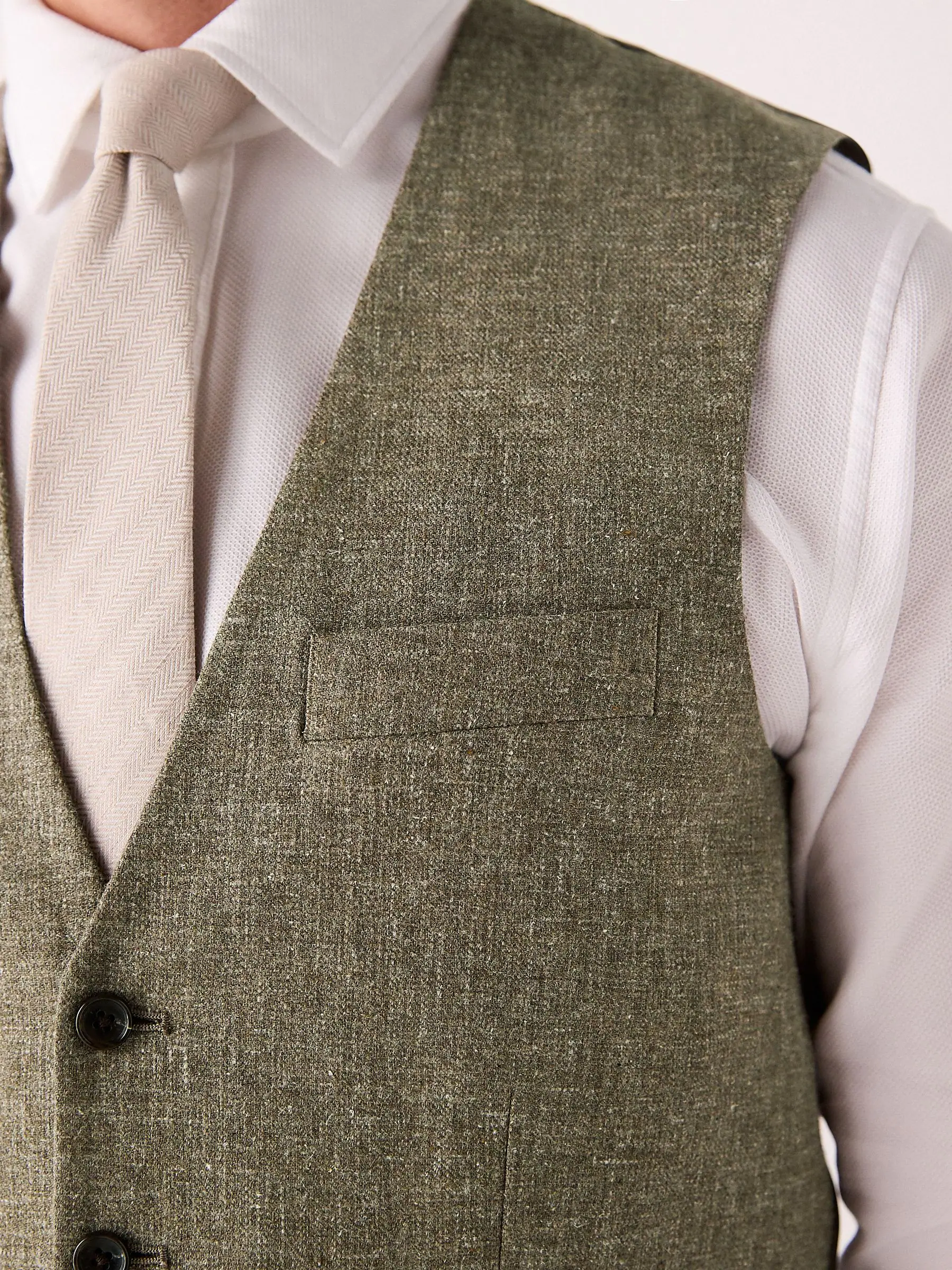 Groen - Gilet van linnenmix