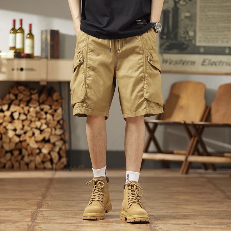 Nataro - Cargoshorts met trekkoord in de taille en wijde pijpen