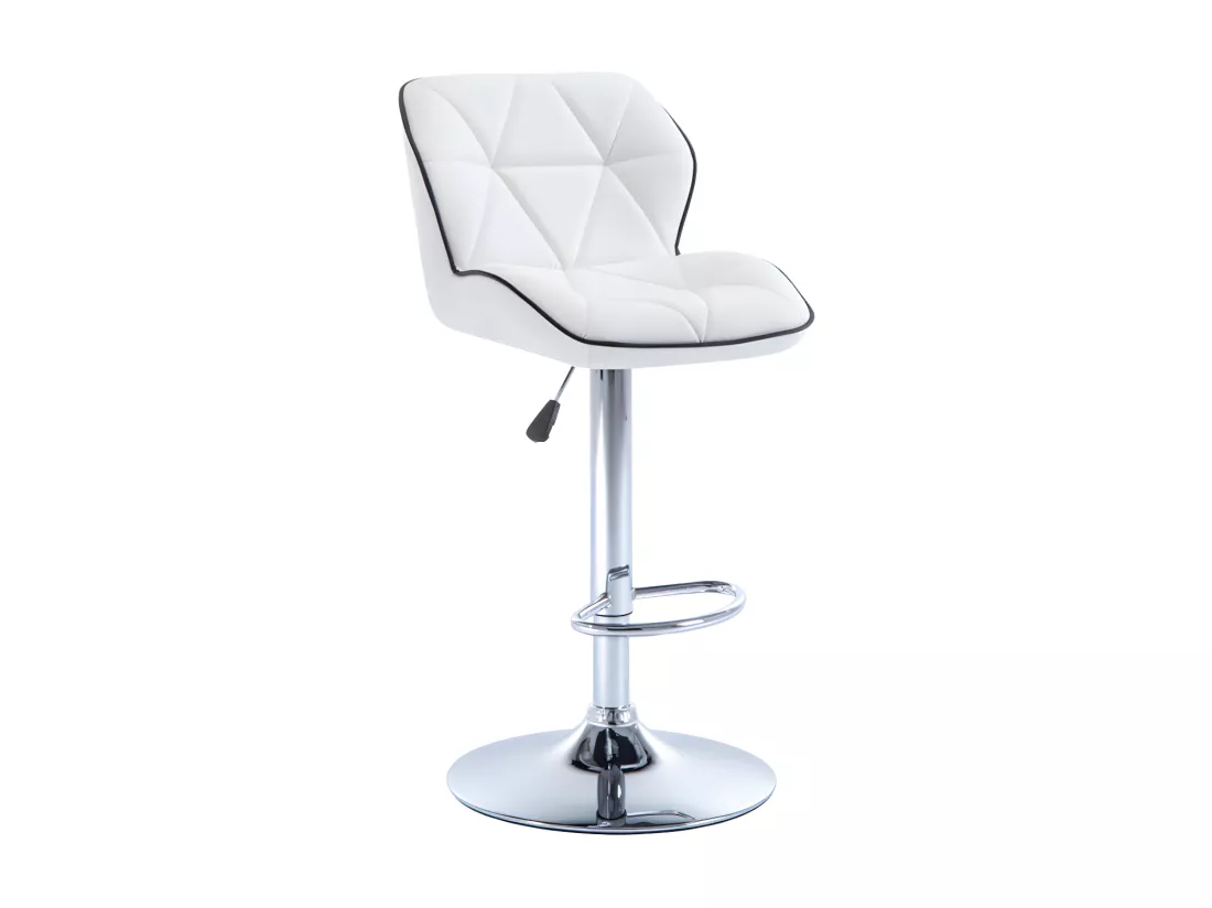 Lot de 2 tabourets de bar en simili et acier chromé - Hauteur réglable - Blanc - CALVIN
