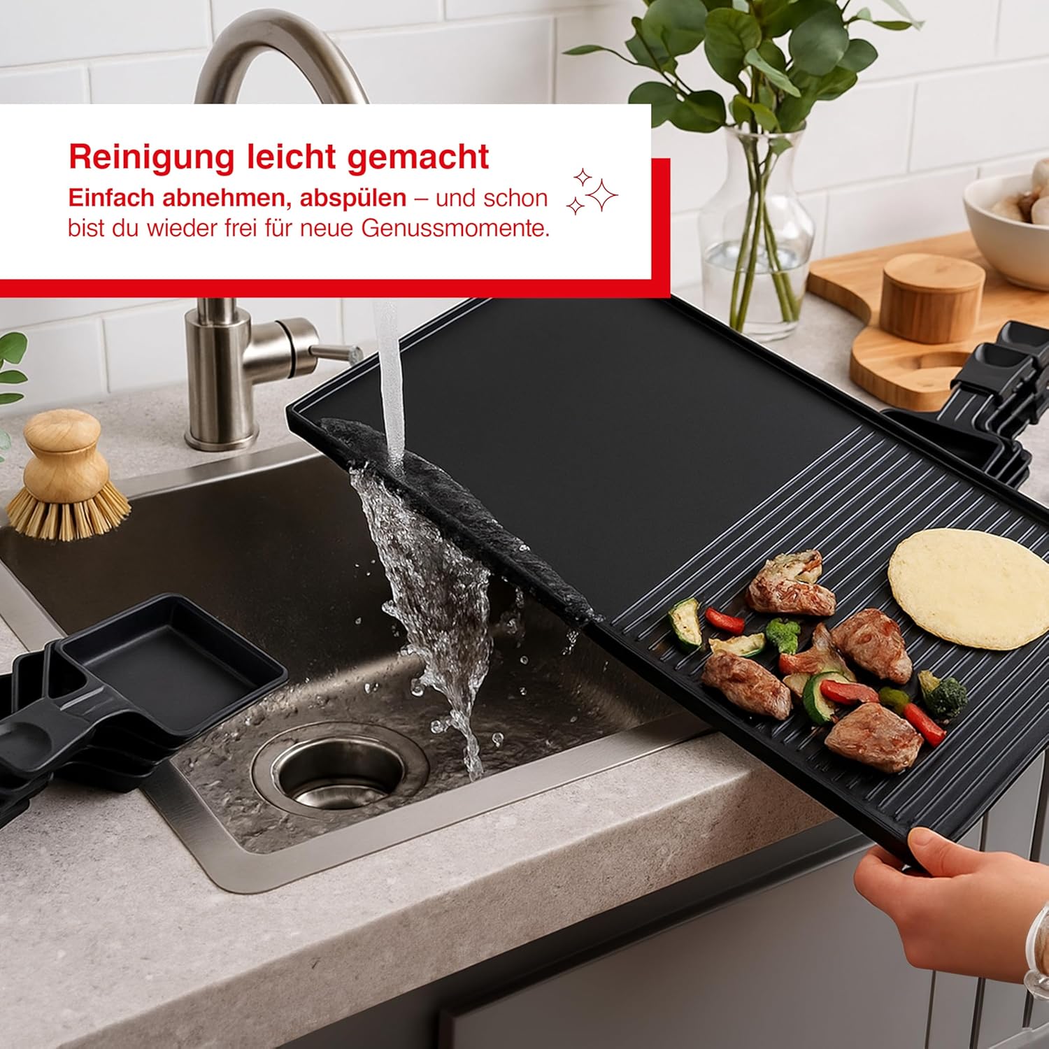 Solis 3-in-1 Combi Grill – Elektro Tischgrill mit Raclette, Grill & Crêpe-Funktion, für bis zu 10 Personen, 53x24 cm Antihaft-Grillplatte, Thermostat, inkl. Pfännchen & Schaber, PFAS-frei