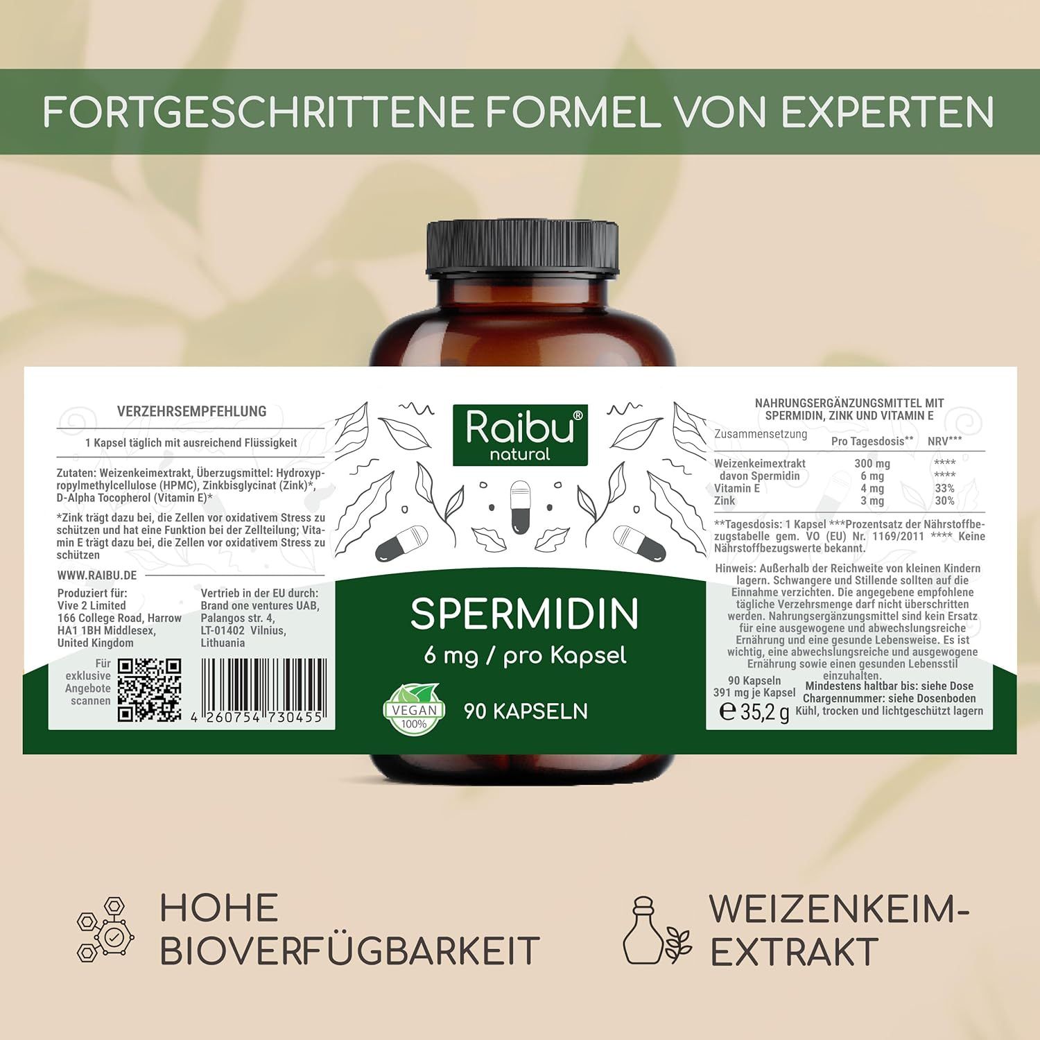 RAIBU Spermidin Kapseln hochdosiert