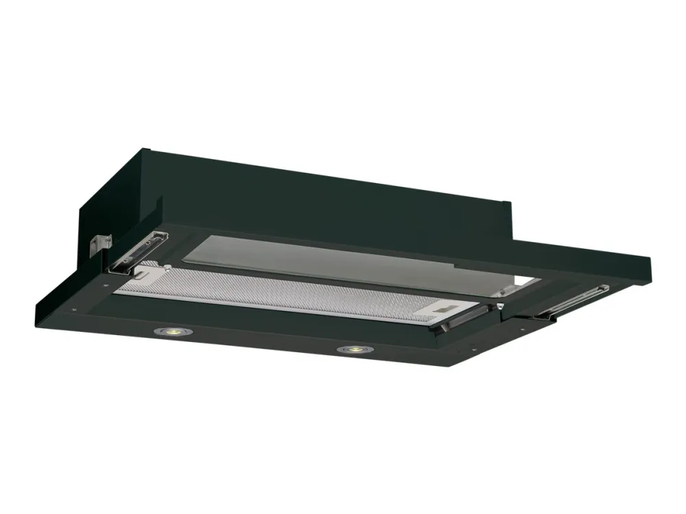 EICO Eicoline N - Hætte - teleskopisk - bredde: 60 cm - dybde: 28 cm - udsugning & recirculation - med intern motor - sort/sort glas