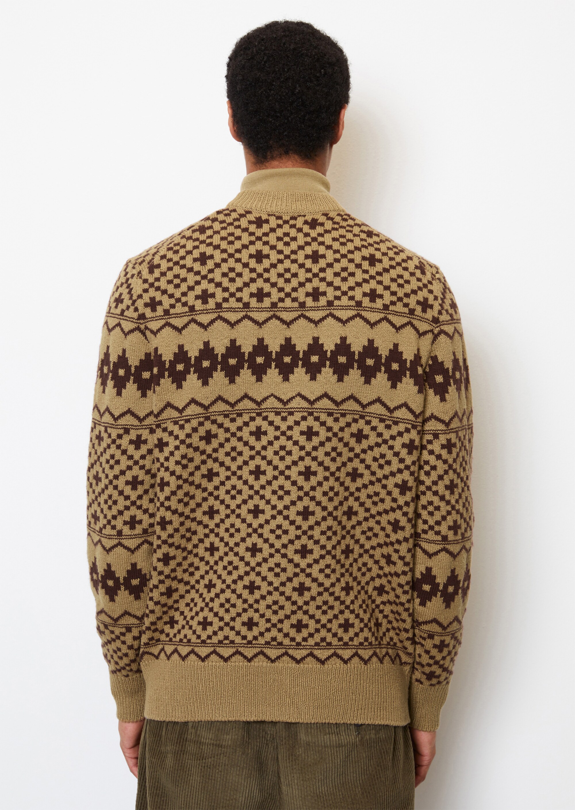 Cardigan regular aus Baumwolle-Schurwolle-Mix