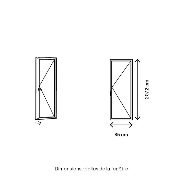 Porte fenêtre bois 1 vantail GoodHome - l.80 x h.205 cm, tirant droit