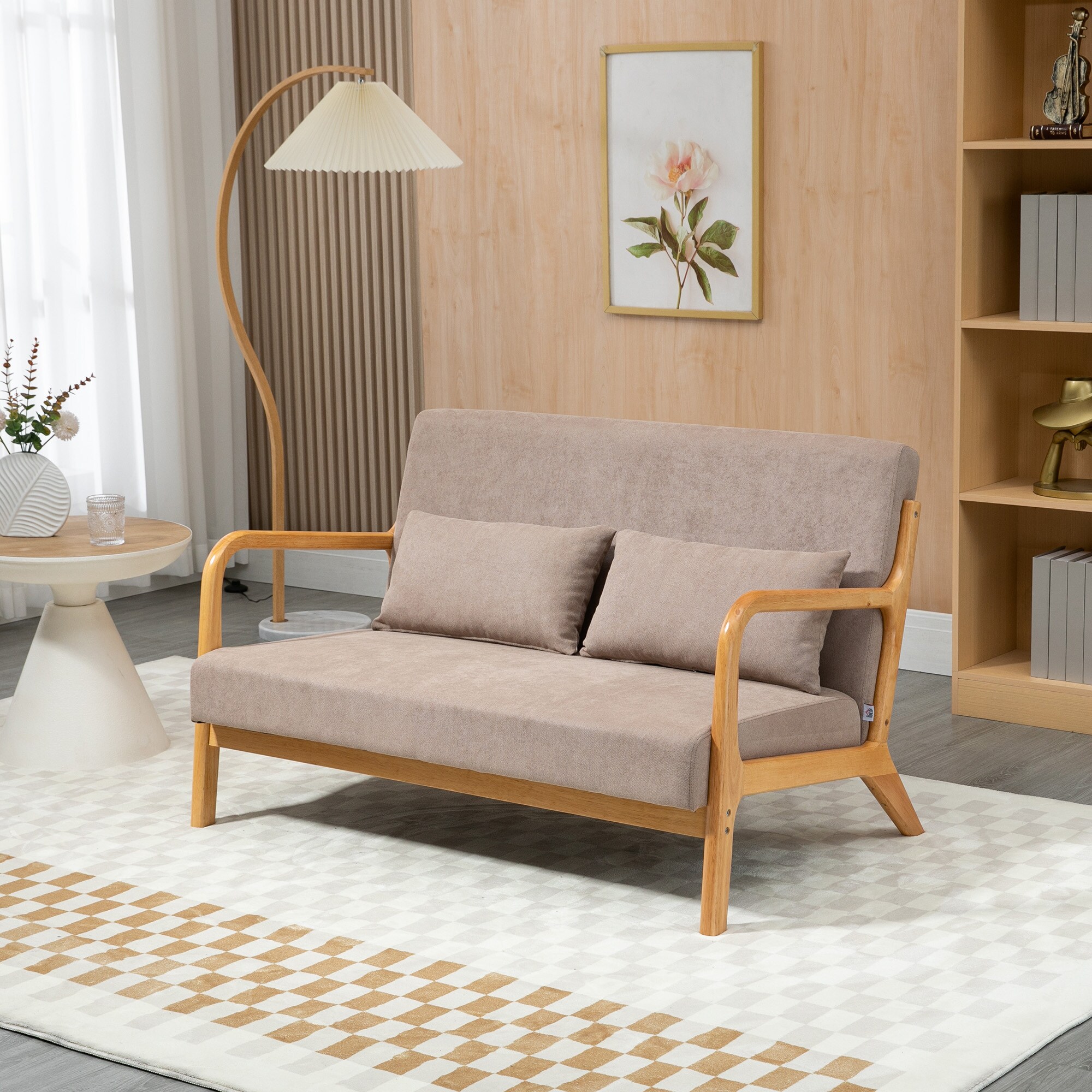 HOMCOM 2-Sitzer Sofa mit Rückenkissen grau 122L x 71B x 76H cm