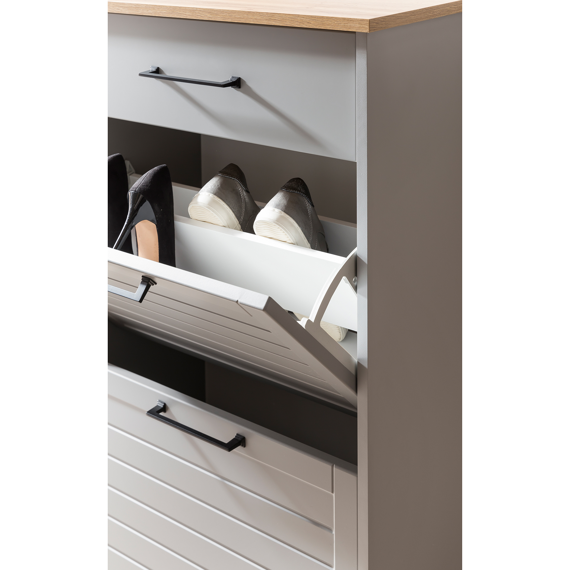 Schuhschrank - platingrau-Eiche - 62 cm