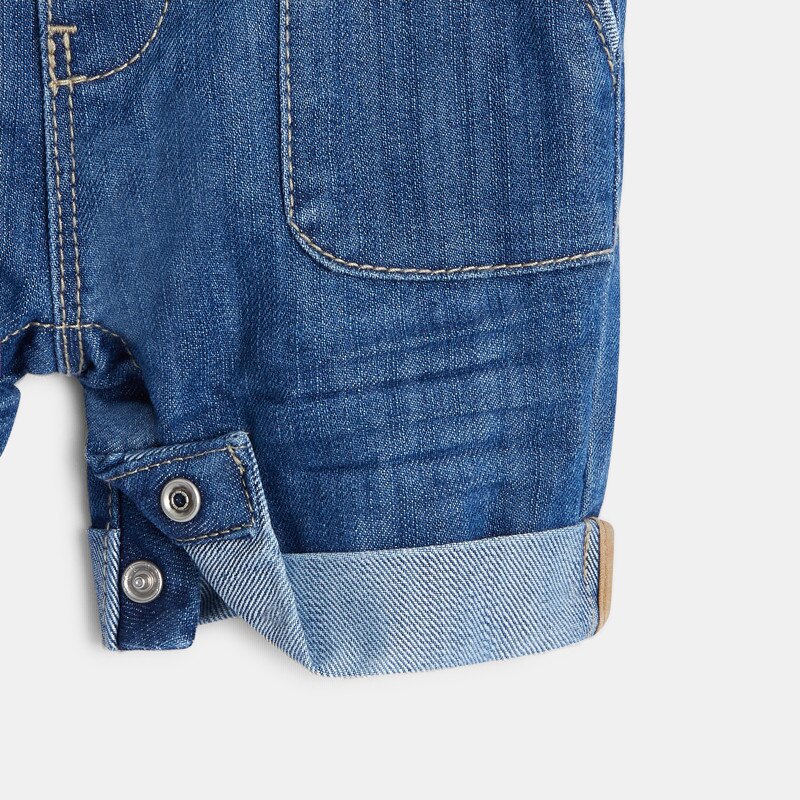 Salopette courte denim bleue bébé garçon Bleu