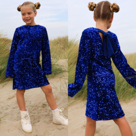 Blue paillet & bow dress