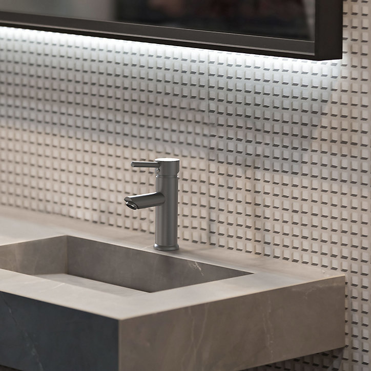 Mitigeur lavabo Essebagno Deco avec vidage en laiton coloris gun métal modèle bas