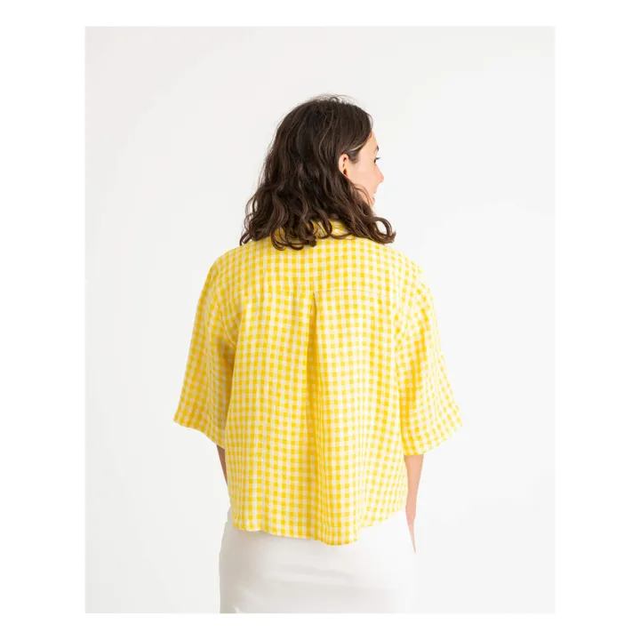 Matona Chemise Carreaux Lin | Jaune