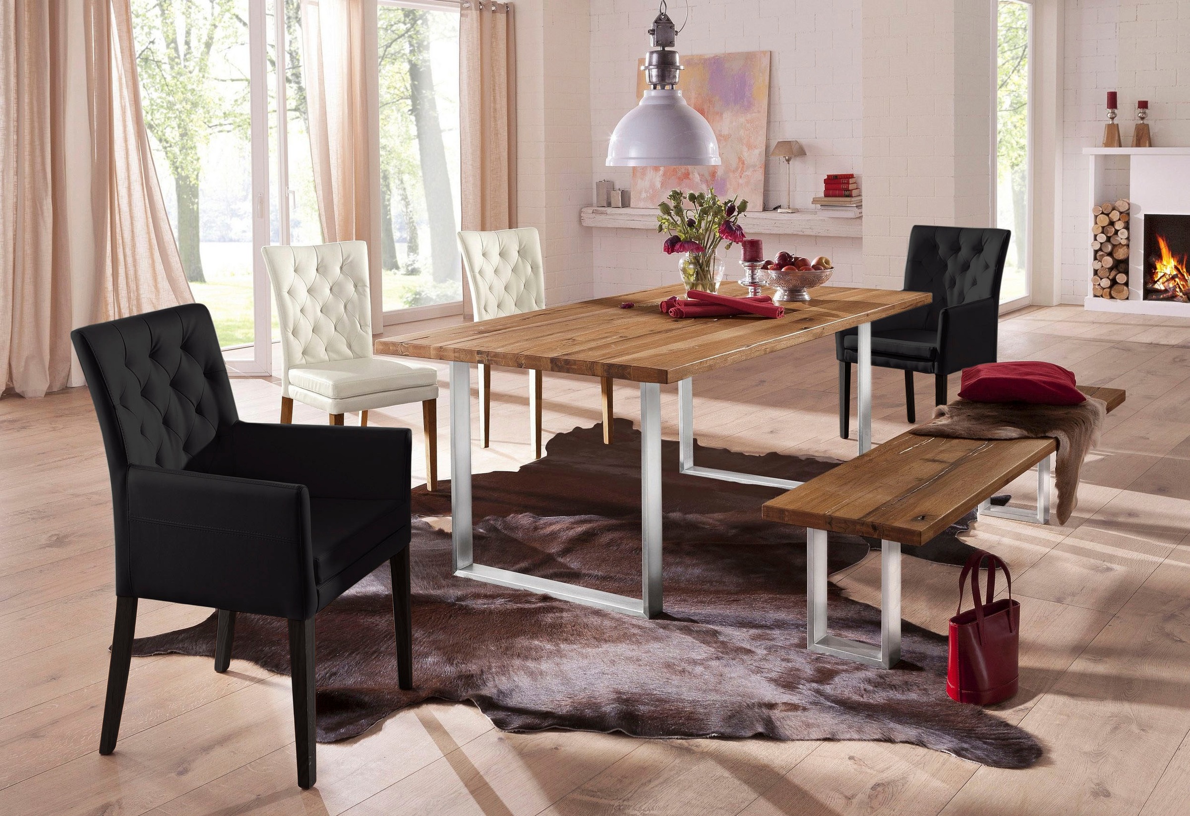 Home affaire Armlehnstuhl »Colorado« () 1 Stk.Beine aus massiver Buche, wengefarben lackiert