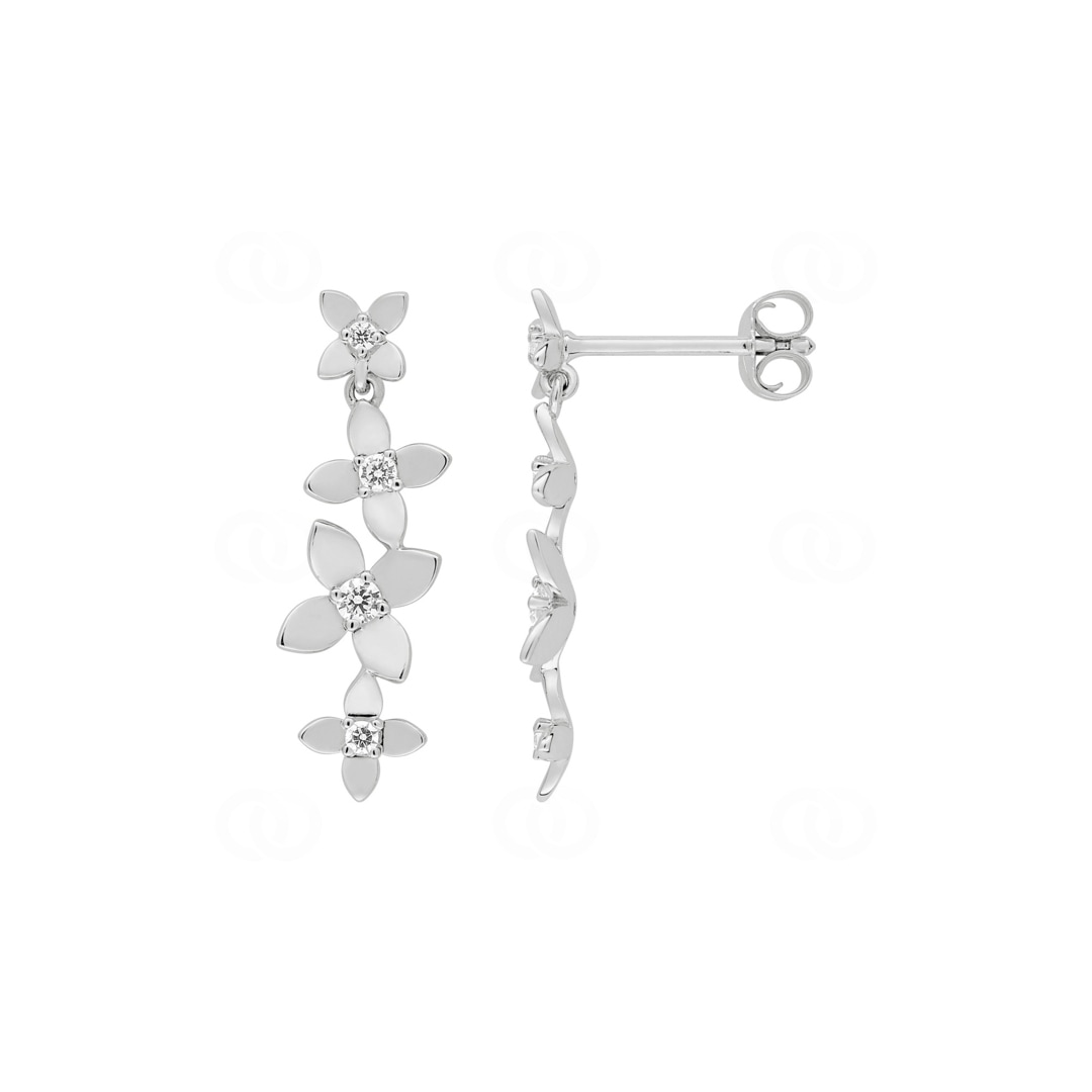 Ohrhänger 925 Silber rhodiniert Blumen mit Zirkonia
