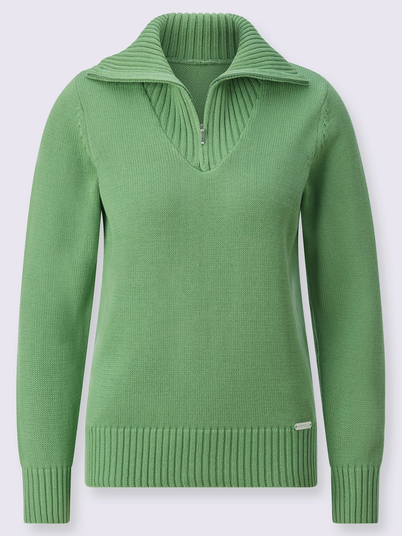 Pull en maille côtelée col montant à glissière