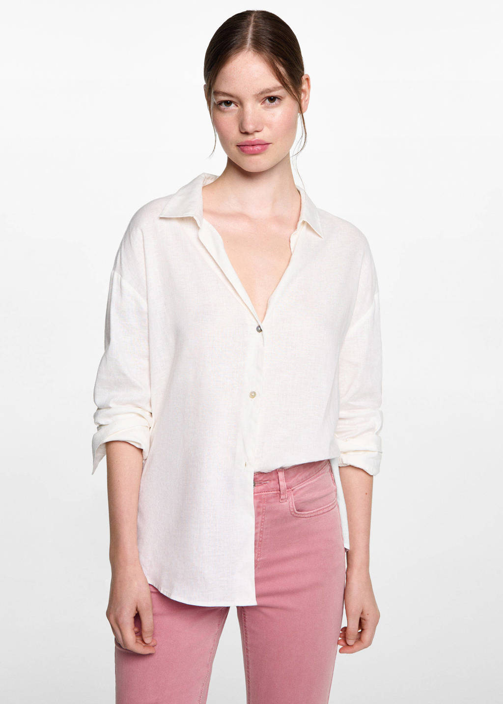 MANGO TEEN cropped flared jeans roze