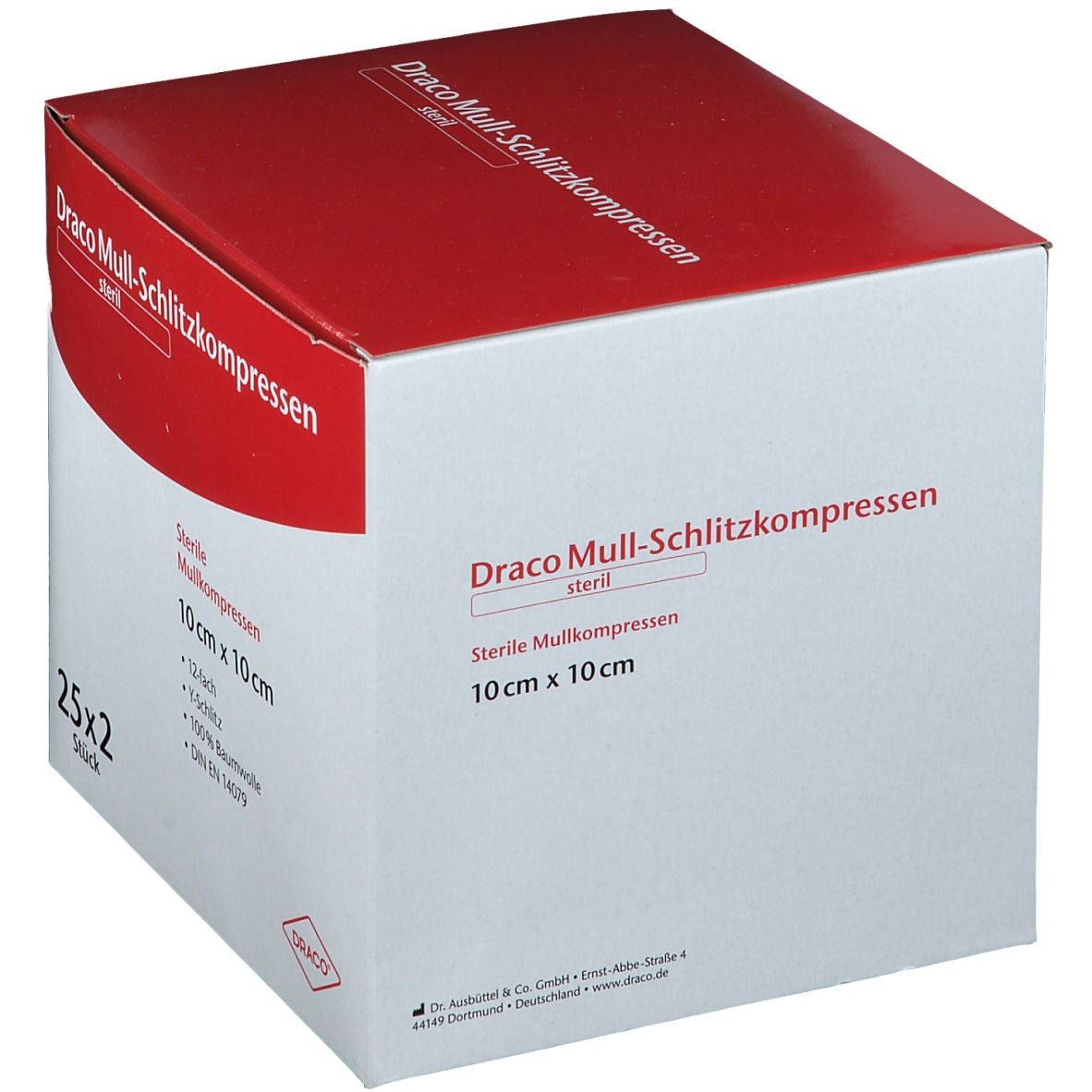 Draco Mull-Schlitzkompressen 12fach 10 x 10 cm steril