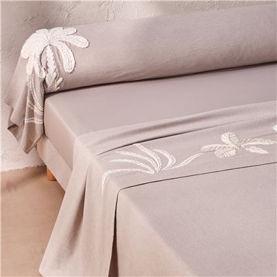 Linge de lit motifs palmiers tuftés