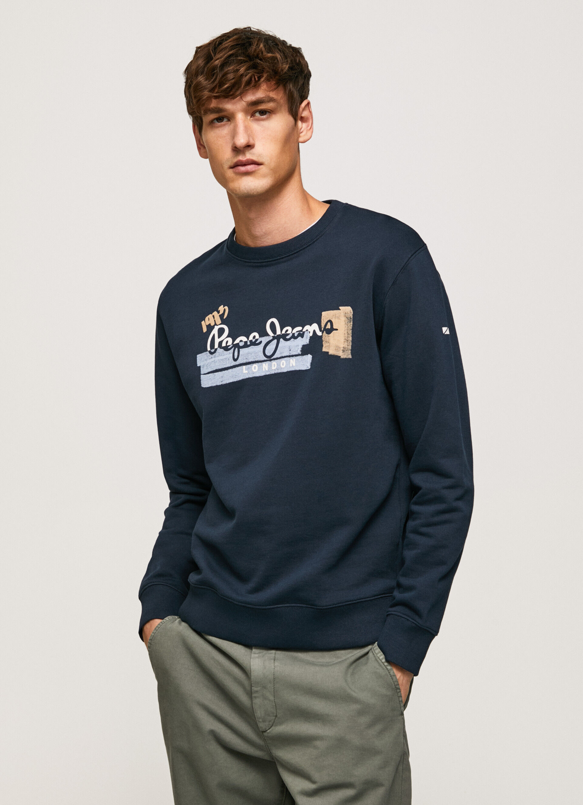 Moletom de algodão com gola redonda - azul dulwich